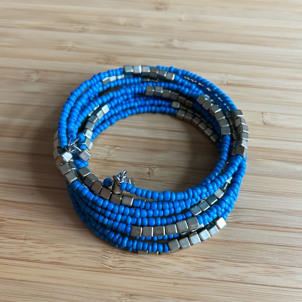 Blue and gold Beaded Bracelet | OneSize